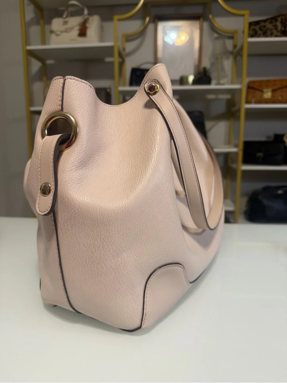 Sondra Roberts Squared Blush Vegan Leather Tote Shoulder & Top Handle Bag - Picture 8 of 16